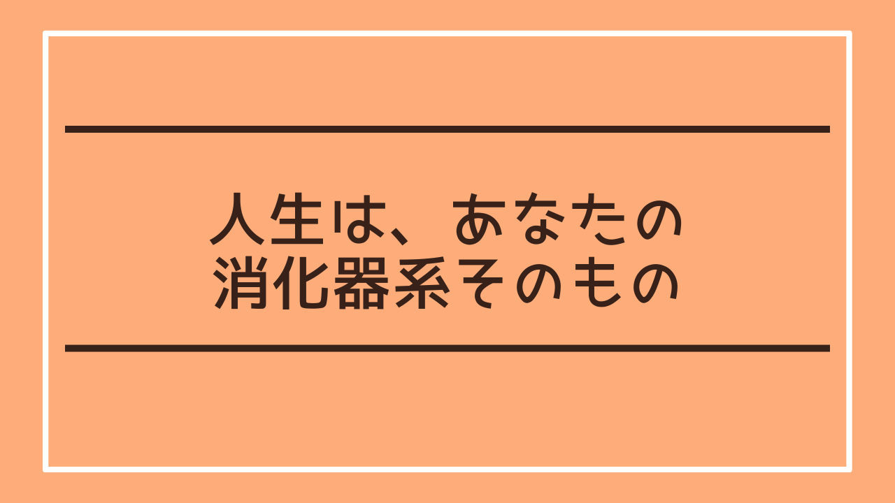 人生は、あなたの消化器系そのもの